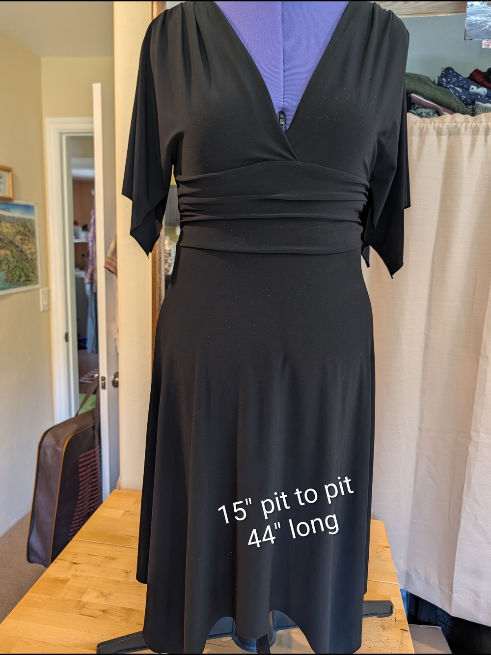 Soprano Black V-Neck Wrap Midi Dress